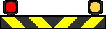 A barrier with blinking lights