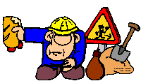A construction worker with a sign and a shovel