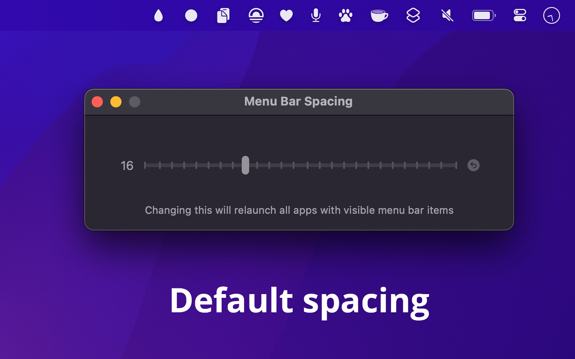 Menu Bar Spacing screenshot 1