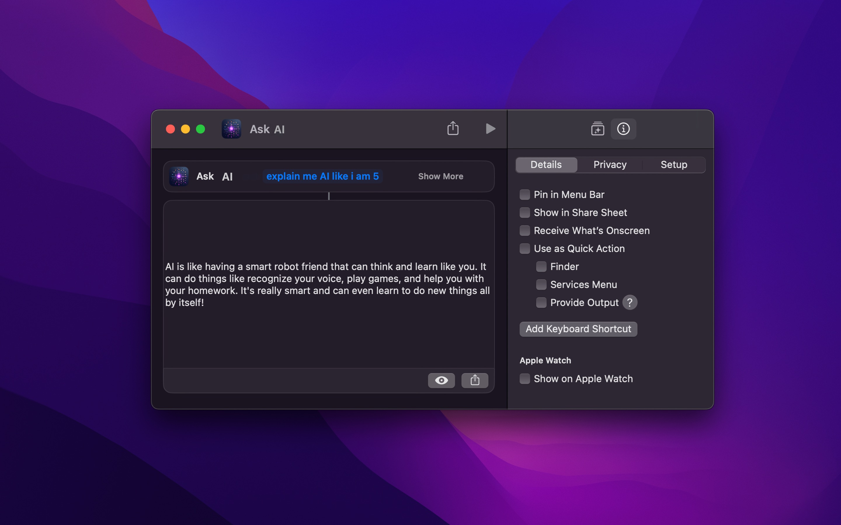 AI Actions screenshot 1